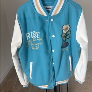 Varsity Teal and White Men's Jacket